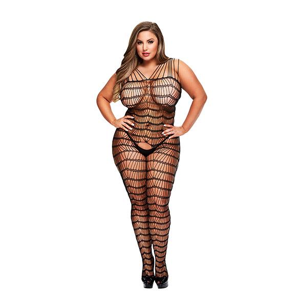 Baci – Criss Cross Crotchless Bodystocking Queen Size